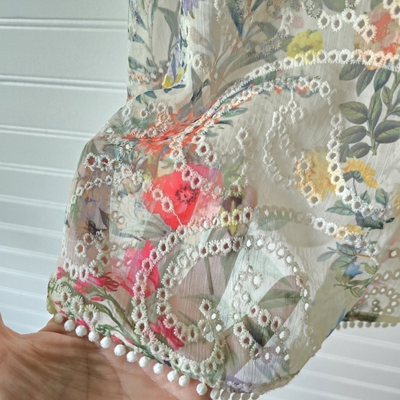 NWT Alice + Olivia Kristie Floral Print Broderie Anglaise Chiffon Mini D… - Picture 7 of 13